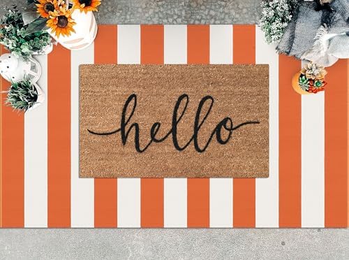 KILOCOCO Halloween Doormat 3x5 ft Striped Washable Rug, Orange and White - Image 3