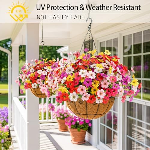 24 Bundles Artificial Flowers for Outdoors, UV Resistant Faux Plants - Image 2