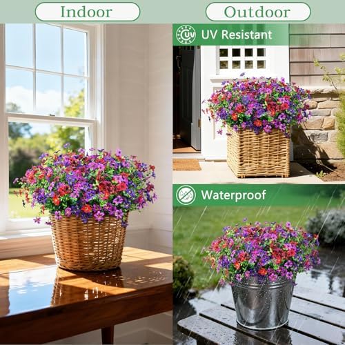 Artificial Flowers for Outdoors Spring Summer Decoration, 12 Bundles Fake Plants UV Resistant Realistic Faux Flower Silk Daisy with Eucalyptus Stem for Patio Planter Porch Yard Window Box Balcony - Image 3