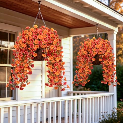 Artificial Hanging Fall Flowers for Outdoors, 2 PCS Fall Decoration - Image 4