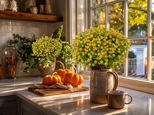 AXYLEX Artificial Flowers for Outdoors, 12 Bundles Fake Plants (Yellow) - Image 5