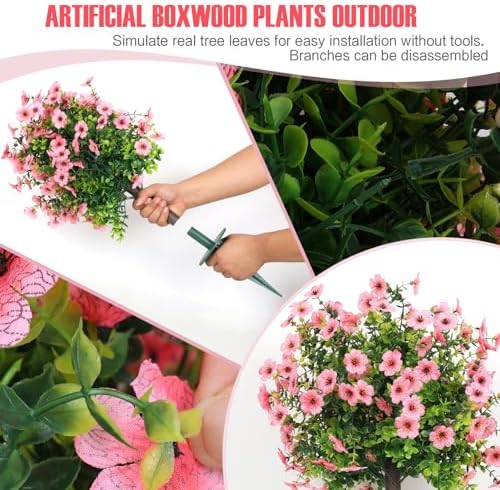 Artificial Shrubs for Outdoors 2‑Pack Pink Garden Yard - Image 4