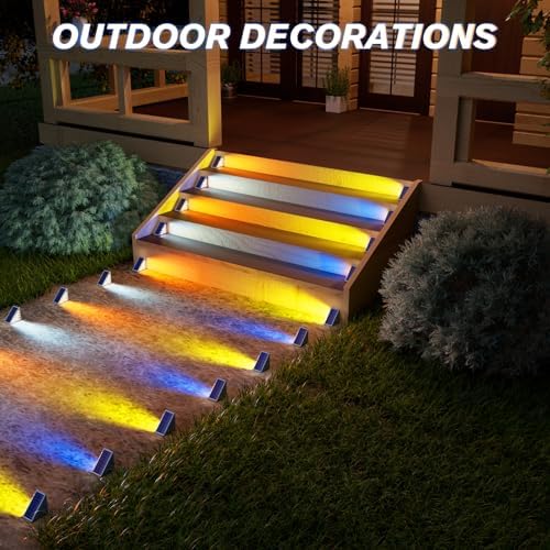 VOLISUN Solar Stair Lights 8 Pack, 7 Fixed Colors Solar Step Lights Outdoor - Image 2