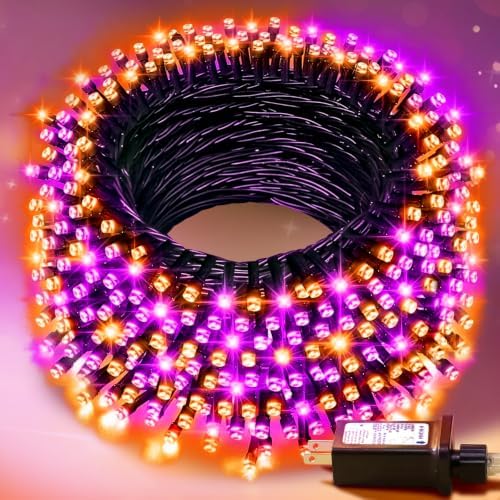 Nisocy 100FT Purple and Orange Halloween String Lights by NISOCYLighting