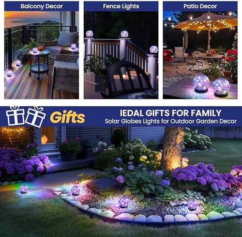 Solar Globe Lights Outdoor Waterproof-Solar Garden Lights 4 Pack - Image 5