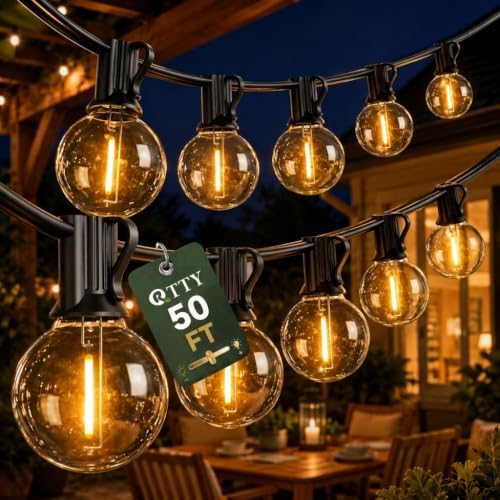RTTY 50FT Outdoor String Lights, 25+1 G40 LED Bulbs,Dimmable Patio Lights by RTTY