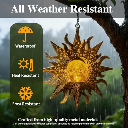 Solar Sun Lanterns Outdoor Waterproof Hanging Solar Lights Garden Decor - Image 6