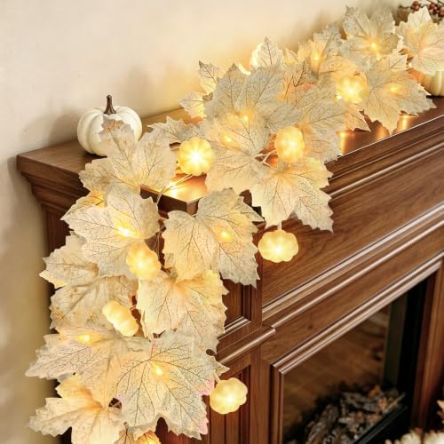 3D Pumpkin Lights & 40 LED 2 Pack Fall Garland Fall Decor Total 13FT - Image 4
