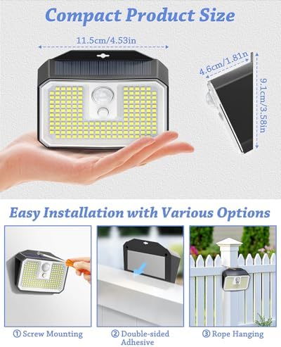 CLAONER 6-Pack Solar Motion Sensor Lights Outdoor, 168 LED Waterproof Security Light with 3 Modes, for Garden, Fence, Garage, Deck, Door Step - Image 6
