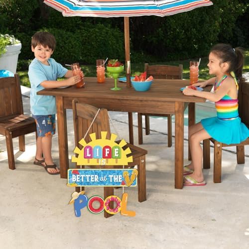 HOURIA Life is Better at The Pool Wood Hanging Sign,11.8 * 13.9 Inch Summer Sunshine Popsicle Swimming Pool Decor,Funny Pool Decorations for Outdoor Beach Party - Image 6