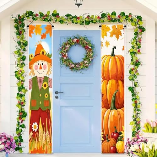 BlissYard Fall Scarecrow Porch Banner 12x71 Inch - Image 4