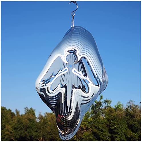 DJUAN Reflective Angel Wind Spinners Outdoor Garden Decor,Sparkly Angel Ornaments Bird Devices Deterrent to Scare Birds Away from Yard Patio Farm,Cherub Decor Metal Wind Spinners Gifts for Mom, Women - Image 2