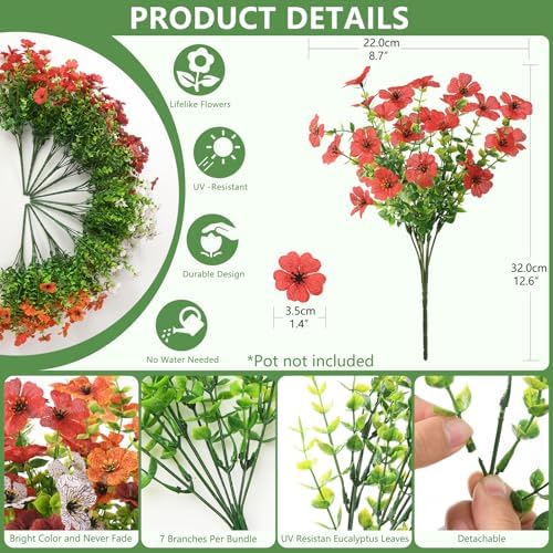Hommyea Fall Artificial Fake Mums Flowers Plant for Outdoor Faux Home Decor - Image 2