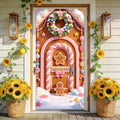 Door Covers Decorative 4th of July Patriotic Door Cover, American Flag Stars Stripes Independence Day Front Door Decoration for Home Party Outdoor (Gingerbread House, 70.87"l X 35.43"w) by seewan
