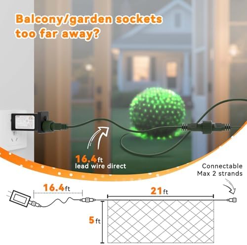 LitHome 21FT x 5FT Christmas Net Lights Outdoor Mesh Lights Connectable - Image 6