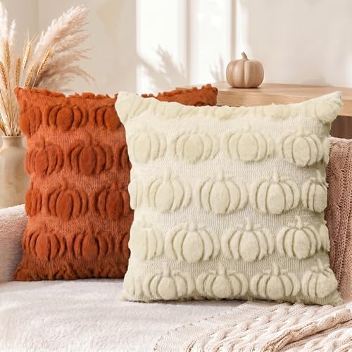 AVOIN colorlife Caramel Beige Fall Pumpkin Throw Pillow Covers 18x18 Inch by AVOINcolorlife