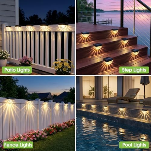 Greluna Solar Step Lights Outdoor, 16 Pack Waterproof Deck Lights, Auto Dusk to Dawn Fence Lights with Warm White Glow, Easy Install for Fence, Patio, Stairs, Pathway, Garden Lighting - Image 2