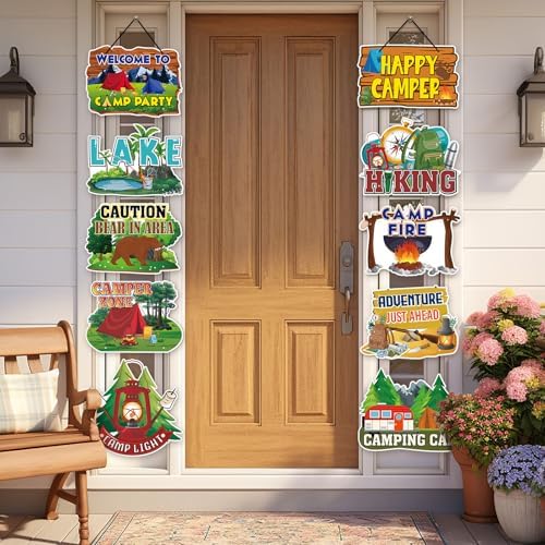 Yaomiao 2 Sets 10 Pcs Fall Camping Porch Sign Party Decorations - Image 4