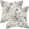 CXMEIFLY Spring Floral Leaves Pillow Covers 20 x 20 Inch Set of 2 for Chinoiserie Flowers Decor Throw Pillows Black and White Seasonal Plant Outdoor Decorative Cushion Cases for Couch Bed Decorations by CXMEIFLY