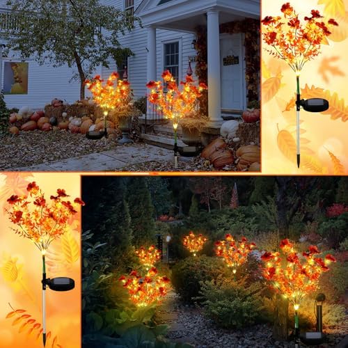 Glooglitter 4 Pack Orange Solar Flower Stake Light Outdoor Garden, Violet - Image 7