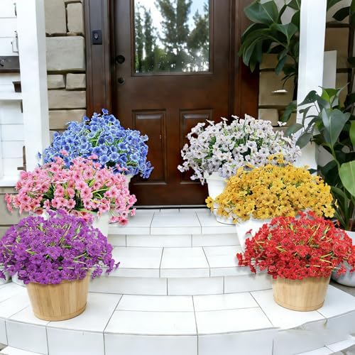 20 Bundles Artificial Flowers for Outdoors, UV Resistant Fake Flowers with Plastic Plants For Outside, Faux Silk Flowers for Planter outdoor, Fake Realistic Flower for Planters Window Box Decor-White - Image 5