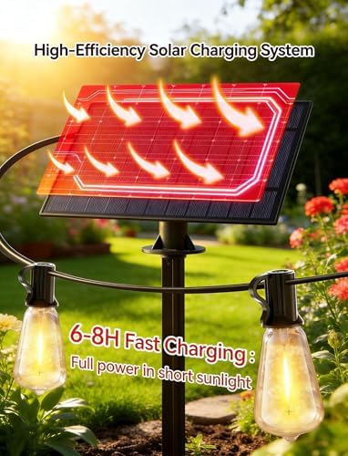 TW SHINE 100 FT Solar String Lights Outdoor, 31+2 LED Waterproof Shatterproof Bulbs with Remote Dimmable Timer, 3 Lighting Modes Patio Light for Garden Yard Wedding Party Holiday Decoration - Image 2