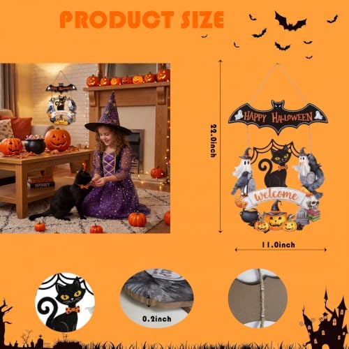 Halloween Decoration: Ghost Wood Door Sign, Spooky Wreath - Image 7