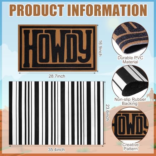 Drydiet 2 Pcs Howdy Western Doormat, Layered Farmhouse Front Porch Mat - Image 3