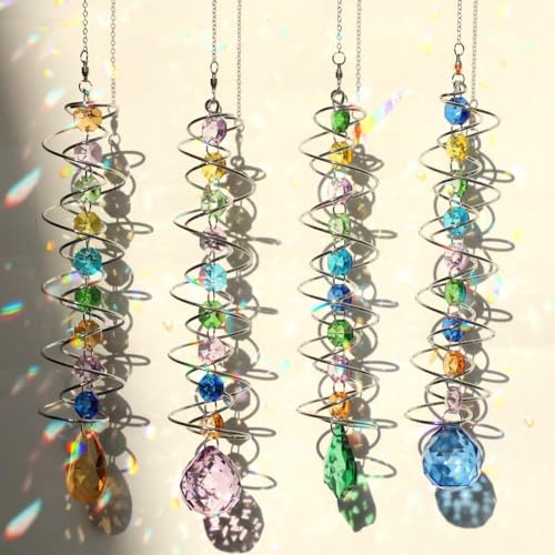 Sun Catchers, 4 Pcs Crystal Suncatchers for Indoor Windows Hanging Decorative Crystals Ball Prism for Yard and Garden Indoor Home Wedding Party Car Mirror Christmas Tree Decorations - Image 5