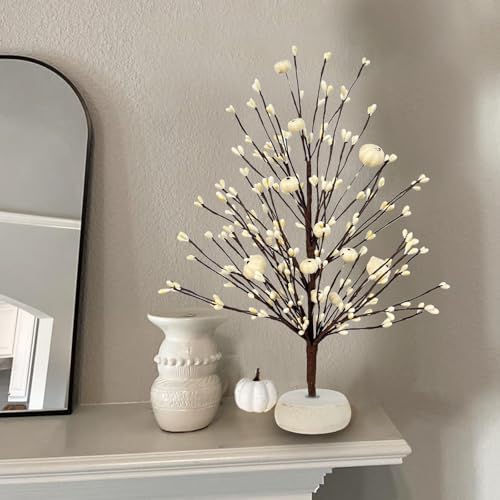 2 Pack Fall Artificial Tree 15'' with White Pumpkins & Berries Fall Decor - Image 4