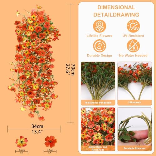 Hommyea Artificial Fake Fall Flowers Plants for Outdoors Mums Home Decor - Image 4