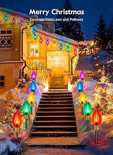 Jumbo C9 Christmas Pathway Lights Outdoor - 8.5 Feet 5 LED C9 Walkway Light - Image 3