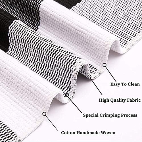 KILOCOCO Buffalo Plaid Checkered Rug 4x6 ft Black White Front Door Rug - Image 4