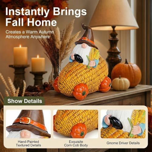 Topadorn Fall Gnome Figurine, Thanksgiving Harvest Table Decor - Image 3