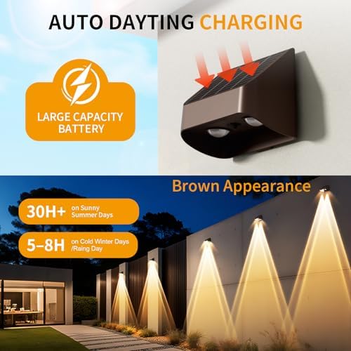 Super Long Lasting Solar Fence Lights Outdoor,Deck Lights Waterproof,Perfect for Winter and Rainy Days,Dusk to Dawn High Brightness Solar Lighting for Wall,Stair,Yard,Patio,Backyard(18 Pack,Brown) - Image 2