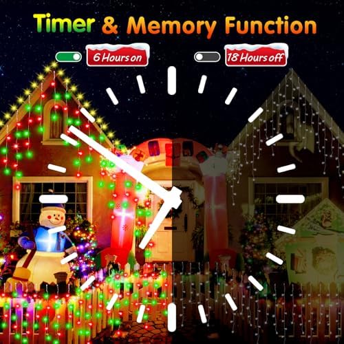 131FT 1440LED Christmas Lights Outdoor Waterproof Curtain Lights with 8 Modes Timer Hanging Fairy Lights Plug in String Lights for Holiday Wedding Party Decoration(Red and Green) - Image 5