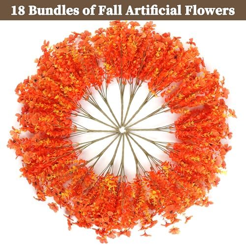 ColoPlay 18 Bundles Artificial Mums for Outdoors, Fake Flowers Fall Decor - Image 3