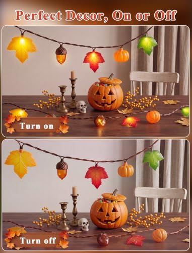 Fall Decor String Lights, 8.5FT 10 LED Thanksgiving Lights Outdoor Plug in - Image 3