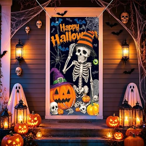 35.4" x 70.8" Halloween Door Cover, Haunted House Front Door Decor - Image 6