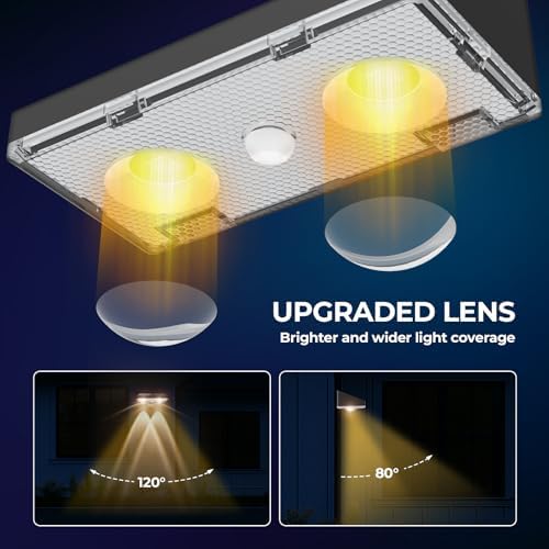 Solar Fence Lights Outdoor 2 Pack – IP65 Waterproof Wireless Solar Deck Lights with 9 Color Modes, 80 Lumen Bright LED for Fence, Backyard, Patio, Pool, Wall – 12+ Hour Runtime, No Wiring - Image 5