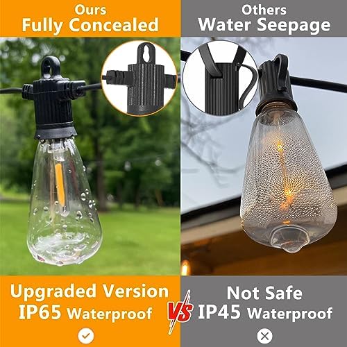 ZOTOYI Outdoor String Lights 25FT, Waterproof IP65 Patio Lights with 13 Shatterproof ST38 LED Bulbs, Outside Hanging Light Dimmable for Backyard, Bistro, Cafe, Garden 2700K Warm White - Image 2