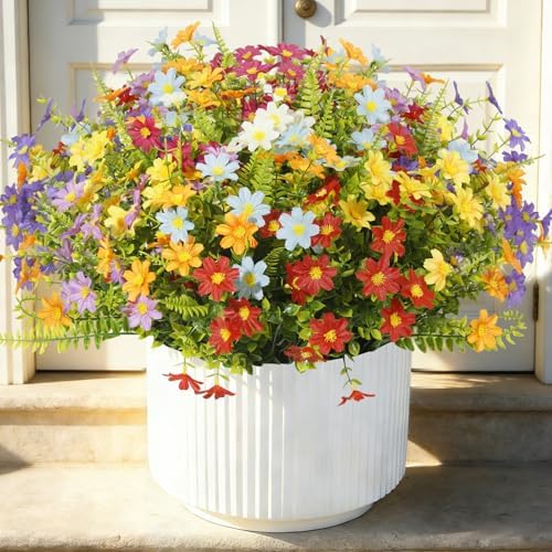 Artificial Daisy Flowers UV Resistant Outdoors 36 pcs Silk Wildflowers Spring Flowers, Fake Realistic Daisiy Colorful Mixed Faux Greenery Plants for Garden Porch Planters Window Wedding Decor - Image 3