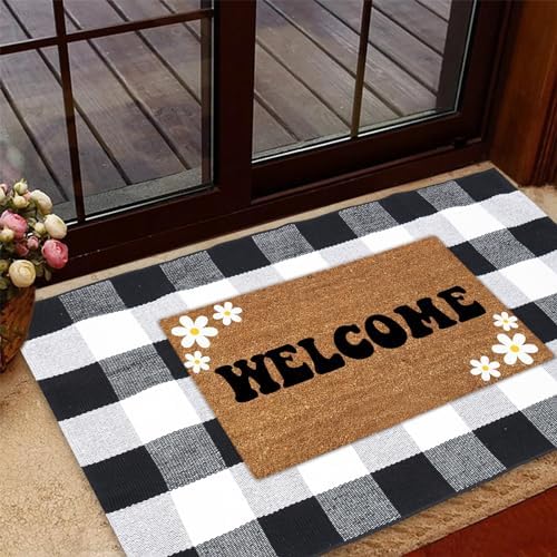 Buffalo Plaid Area Rug 27.5x43 in, Black White Indoor Outdoor Rug - Image 4