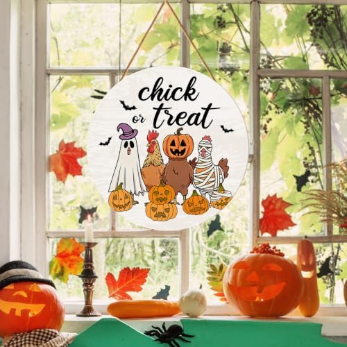 Funny Halloween Chicken Decor Chick or Treat Door Sign for Front Door - Image 5