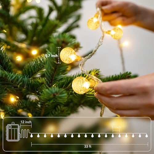 Metaku Globe String Lights Battery Operated Fairy Light 33ft 80LED & Remote - Image 5