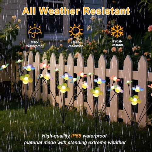 Solar Flower Lights Outdoor Waterproof 8 Pack of 6 LEDs Garden Solar Firefly Lights Decorative for Garden, Yard, Backyard - Image 6