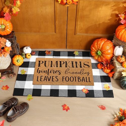 Duraaamo 2 Pcs Fall Coir Doormat Outdoor, Pumpkin Bonfire Football Mats - Image 3