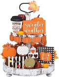 Sumind 15 Pcs Fall Decorations for Home Fall Tiered Tray Decor Set,Pumpkin by Sumind