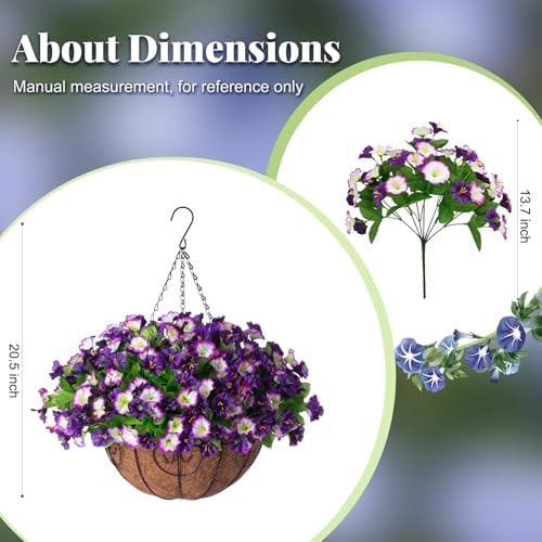 Ammyoo Artificial Fake Hanging Flowers with Basket for Spring Summer Decor - Image 3