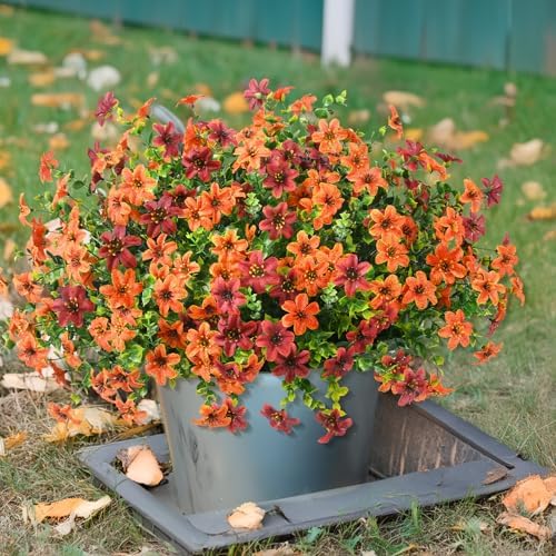 Homsunny Artificial Fall Flowers for Outdoor Planters Fake Mums Home Decor - Image 5